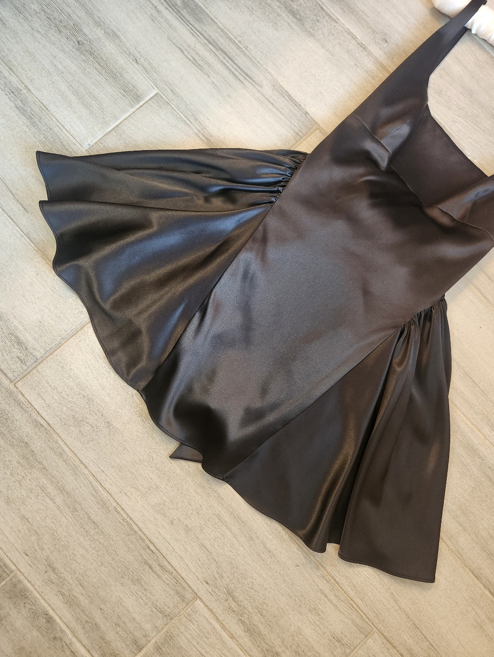 Gianni Bini Mini Dress 12 Black Satin Addison Chunky Bow Prom Babydoll New $220 - Picture 6 of 12